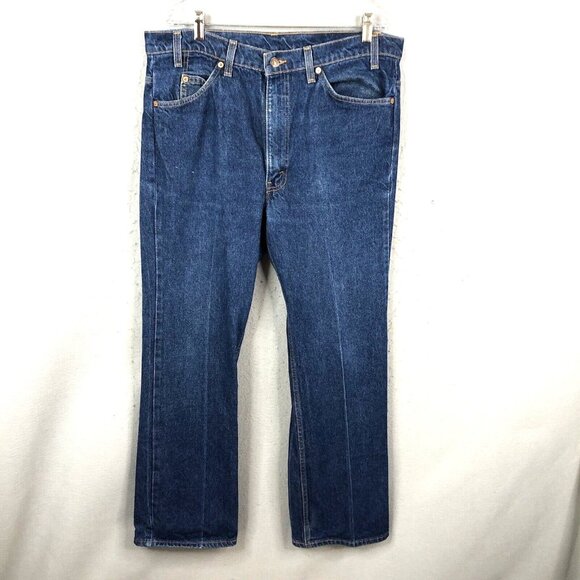 VTG Levis Jeans Mens 38x31 Blue Denim Orange Tab Black Batwing USA Straight Y2K - Picture 1 of 16